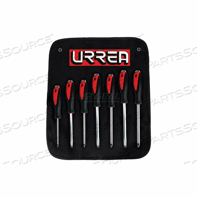 STRIKING/IMPACT SCREWDRIVER SET, FLAT & PHILLIPS TIP, 7 PIECES by Urrea Professional Tools