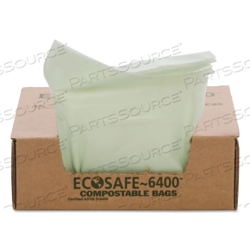 ECOSAFE-6400 BAGS, 13 GAL, 0.85 MIL, 24" X 30", GREEN by Envision ECOSAFE-6400 BAGS, 13 GAL, 0.85 MIL, 24" X 30", GREEN by Envision