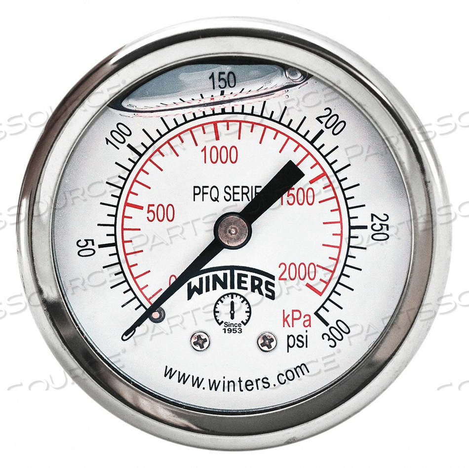 PRESSURE GAUGE 2 DIAL SIZE SILVER by Winters Instruments