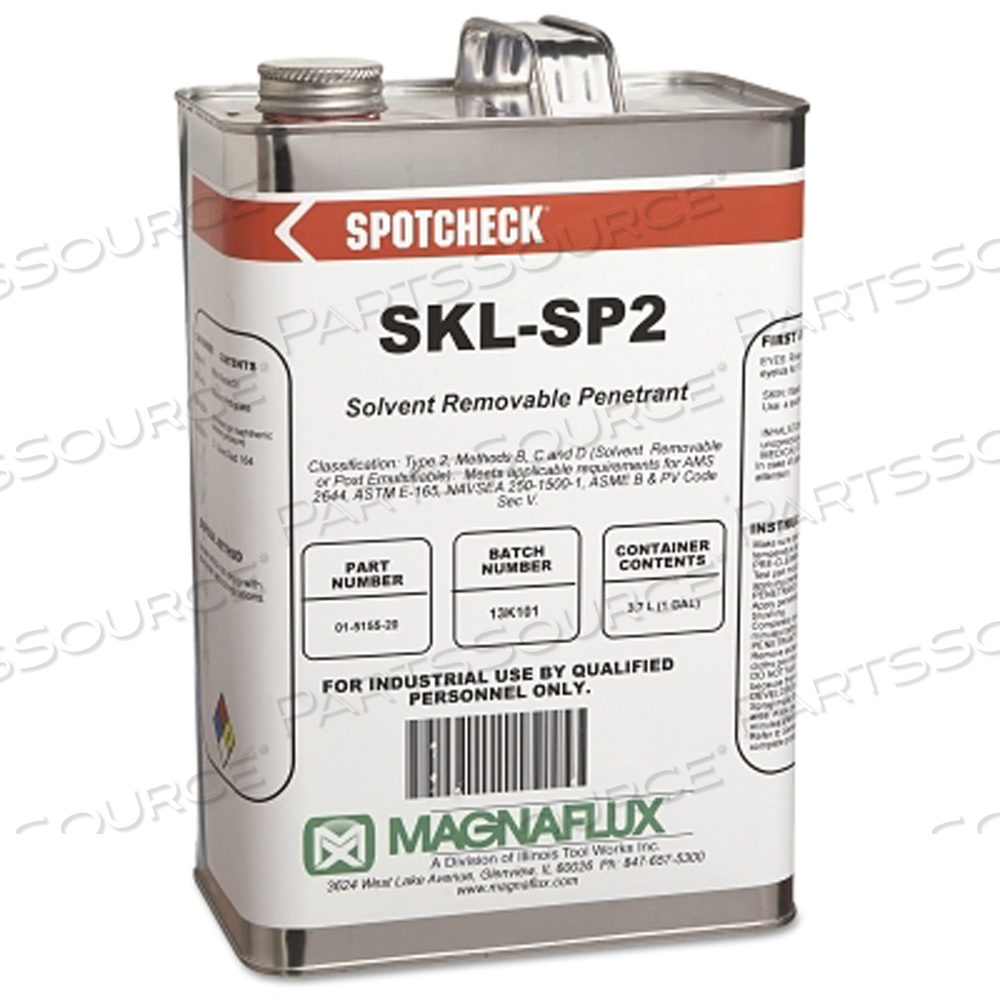 SPOTCHECK SKL-SP2 SOLVENT REMOVABLE PENETRANT, 1 GAL, CAN by Magnaflux SPOTCHECK SKL-SP2 SOLVENT REMOVABLE PENETRANT, 1 GAL, CAN by Magnaflux