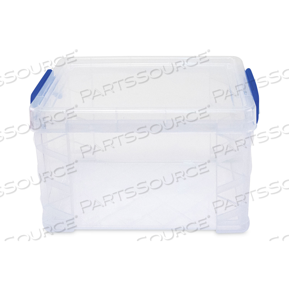 SUPER STACKER LIFT-OFF LID STORAGE TOTE, 7.25" X 10.88" X 6.38", TRANSPARENT/BLUE by Advantus