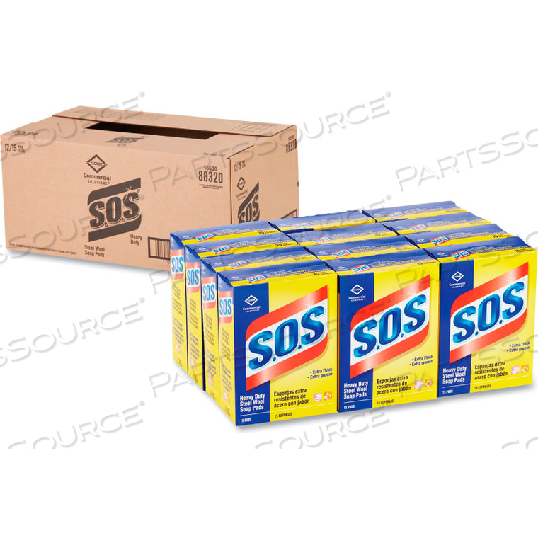 S.O.S STEEL WOOL SOAP PAD, 180 PADS - 88320 by Clorox