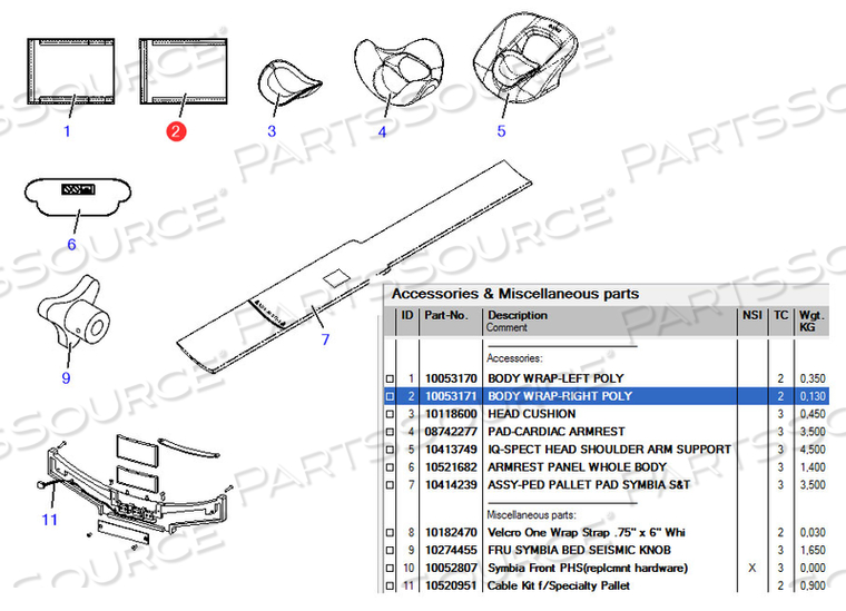 BODY WRAP, RIGHT, POLYESTER, FOR USE WITH: FOR SPECT/CT SCANNER by Siemens Medical Solutions