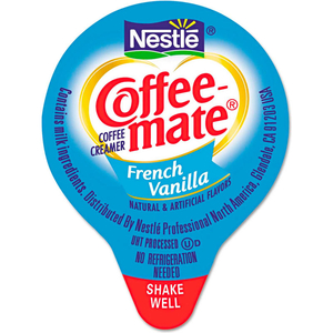 COFFEE-MATE NON-DAIRY LIQUID CREAMER MINI CUPS, FRENCH VANILLA, 0.375 OZ., 180/BOX by Nestle COFFEE-MATE NON-DAIRY LIQUID CREAMER MINI CUPS, FRENCH VANILLA, 0.375 OZ., 180/BOX by Nestle