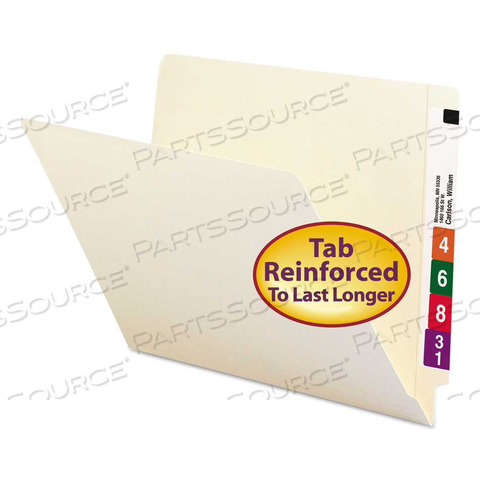 HEAVYWEIGHT MANILA END TAB FOLDERS, 9.5" HIGH FRONT, STRAIGHT TABS, LETTER SIZE, 0.75" EXPANSION, MANILA by Smead
