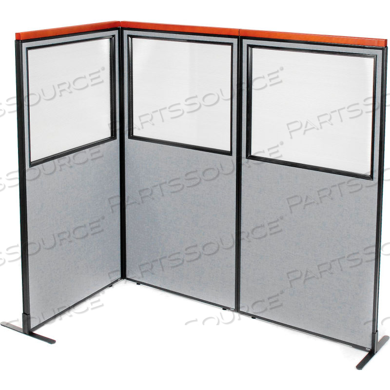 INTERION DELUXE FREESTANDING 3-PANEL CORNER DIVIDER W/PARTIAL WINDOW 36-1/4"W X 73-1/2"H GRAY by Approved Vendor