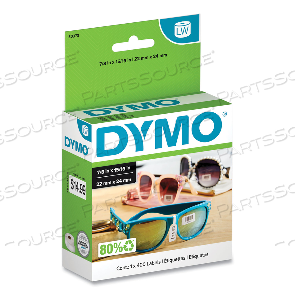 LW PRICE TAG LABELS, 0.93" X 0.87", WHITE, 400 LABELS/ROLL by Dymo LW PRICE TAG LABELS, 0.93" X 0.87", WHITE, 400 LABELS/ROLL by Dymo