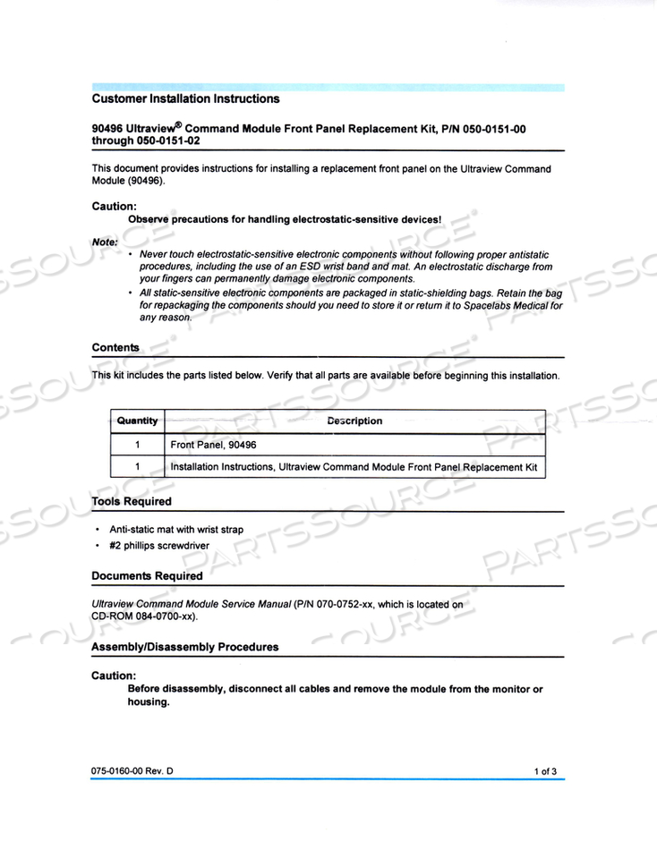 FRONT PANEL REPLACEMENT KIT 