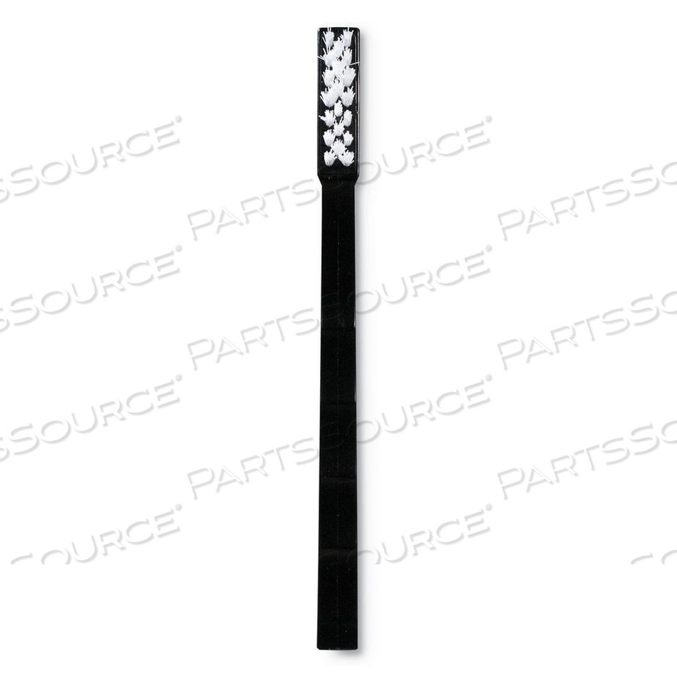 FLO-PAC UTILITY TOOTHBRUSH STYLE MAINTENANCE BRUSH, WHITE NYLON BRISTLES, 7.25" BRUSH, 7" BLACK POLYPROPYLENE HANDLE by Carlisle