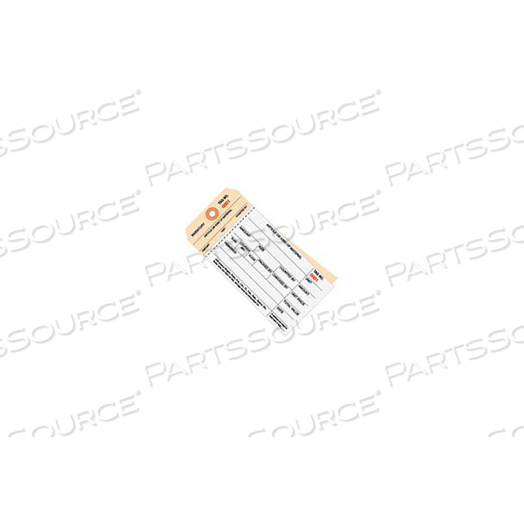 INVENTORY TAG 2 PART CARBONLESS STUB STYLE 4000-4499 - 500 PACK by Partners Brand