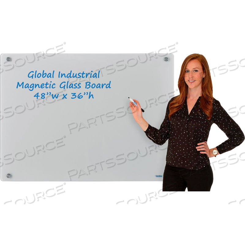 MAGNETIC GLASS DRY ERASE BOARD - 48 X 36 - GRAY by Approved Vendor