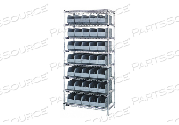 G7074 BIN SHELVING 74 OVERALL H 35 BINS GRAY by Quantum Storage Systems G7074 BIN SHELVING 74 OVERALL H 35 BINS GRAY by Quantum Storage Systems