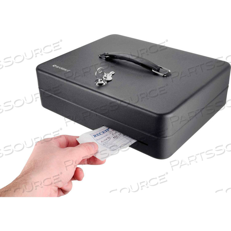 STANDARD FOLD OUT CASH BOX W/ KEY LOCK 11-3/4"W X 9-1/4"D X 3-1/2"H, BLACK, ALUMINUM by Barska