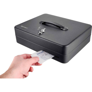 STANDARD FOLD OUT CASH BOX W/ KEY LOCK 11-3/4"W X 9-1/4"D X 3-1/2"H, BLACK, ALUMINUM by Barska