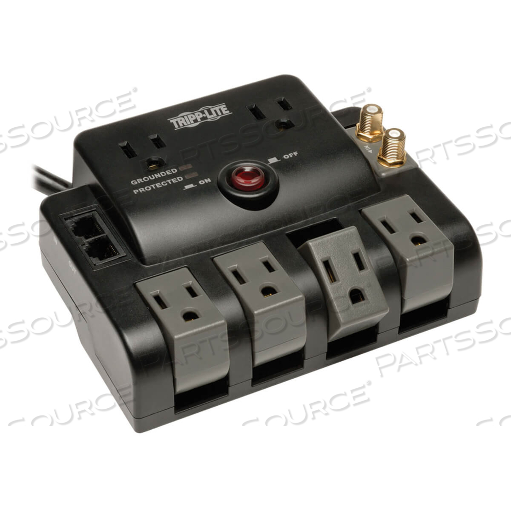 SURGE PROTECTOR 120V 6 OUTLET ROTATING RJ11 COAX 6FT CORD by Tripp Lite
