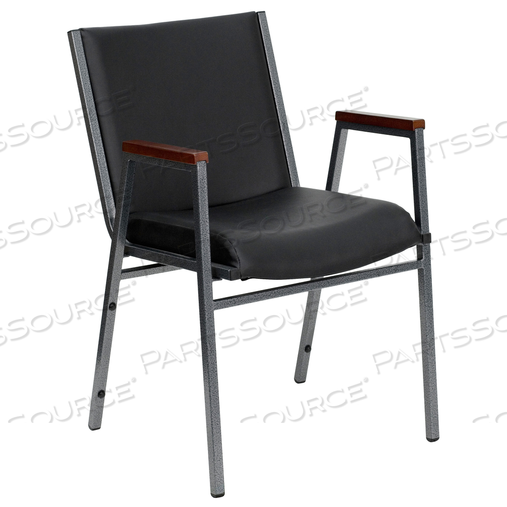 HERCULES SERIES HEAVY DUTY BLACK VINYL STACK CHAIR WITH ARMS by Flash Furniture