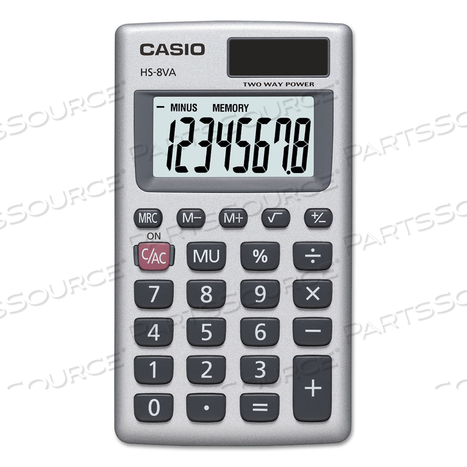 HS-8VA HANDHELD CALCULATOR, 8-DIGIT LCD, SILVER by Casio