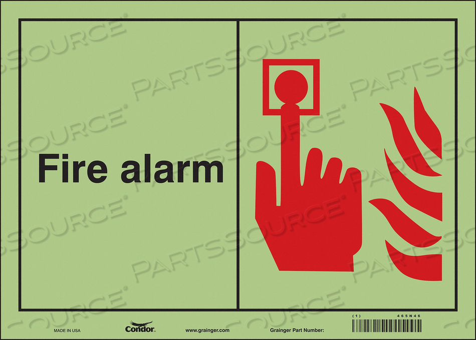 SAFETY SIGN, HORIZONTAL RECTANGLE, NUMBER OF PRINTED SIDES 1, ENGLISH, SIGN FORMAT OTHER FORMAT, SIGN LEGEND FIRE ALARM, SIGN LEGEND BACKGRO by Condor SAFETY SIGN, HORIZONTAL RECTANGLE, NUMBER OF PRINTED SIDES 1, ENGLISH, SIGN FORMAT OTHER FORMAT, SIGN LEGEND FIRE ALARM, SIGN LEGEND BACKGRO by Condor