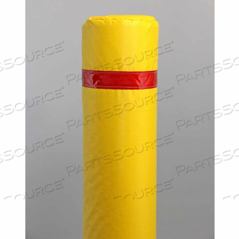 40" SOFT POLYETHYLENE BOLLARD COVER - YELLOW COVER/RED TAPES by Innoplast, Inc 40" SOFT POLYETHYLENE BOLLARD COVER - YELLOW COVER/RED TAPES by Innoplast, Inc