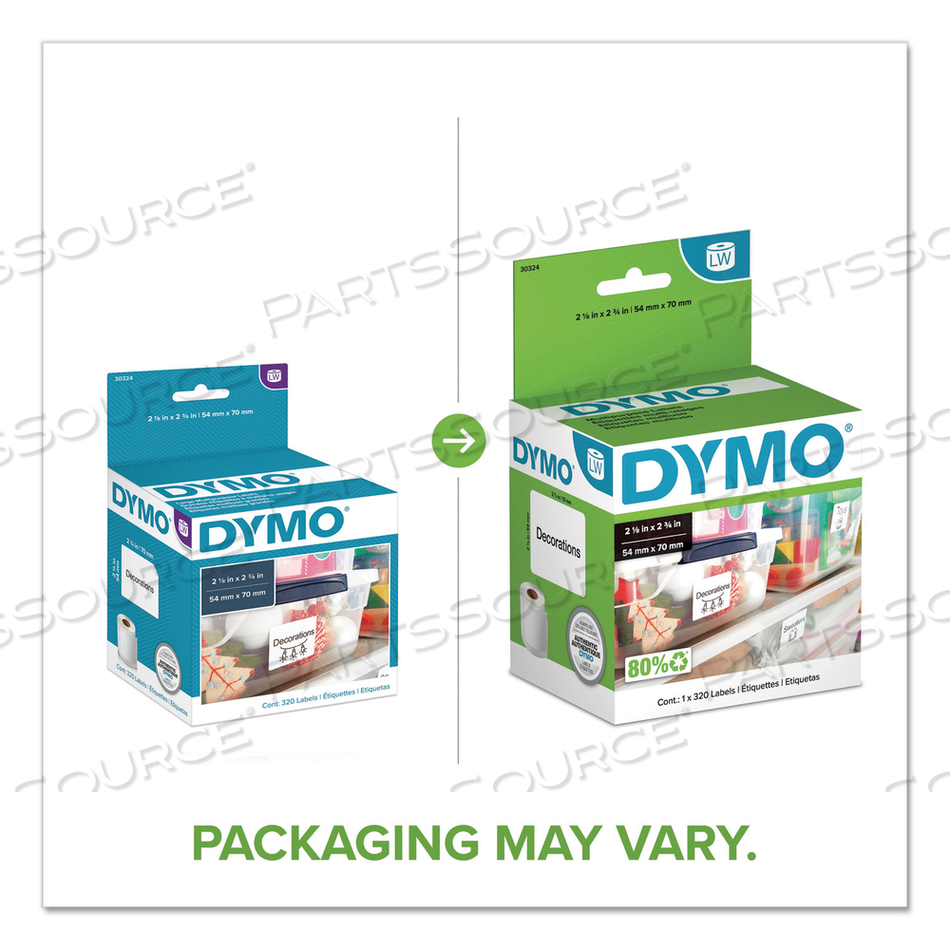 LW MULTIPURPOSE LABELS, 2.75" X 2.12", WHITE, 320 LABELS/ROLL by Dymo LW MULTIPURPOSE LABELS, 2.75" X 2.12", WHITE, 320 LABELS/ROLL by Dymo