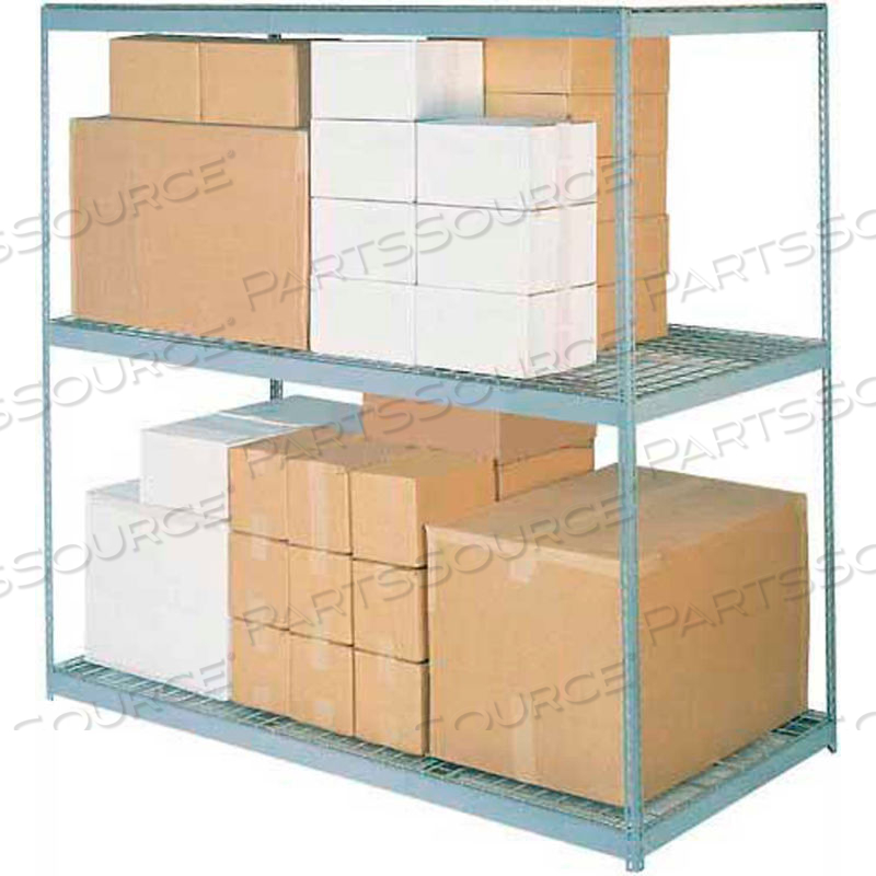 WIDE SPAN RACK 48WX48DX60H, 3 SHELVES WIRE DECK 1200 LB CAP. PER LEVEL, GRAY 