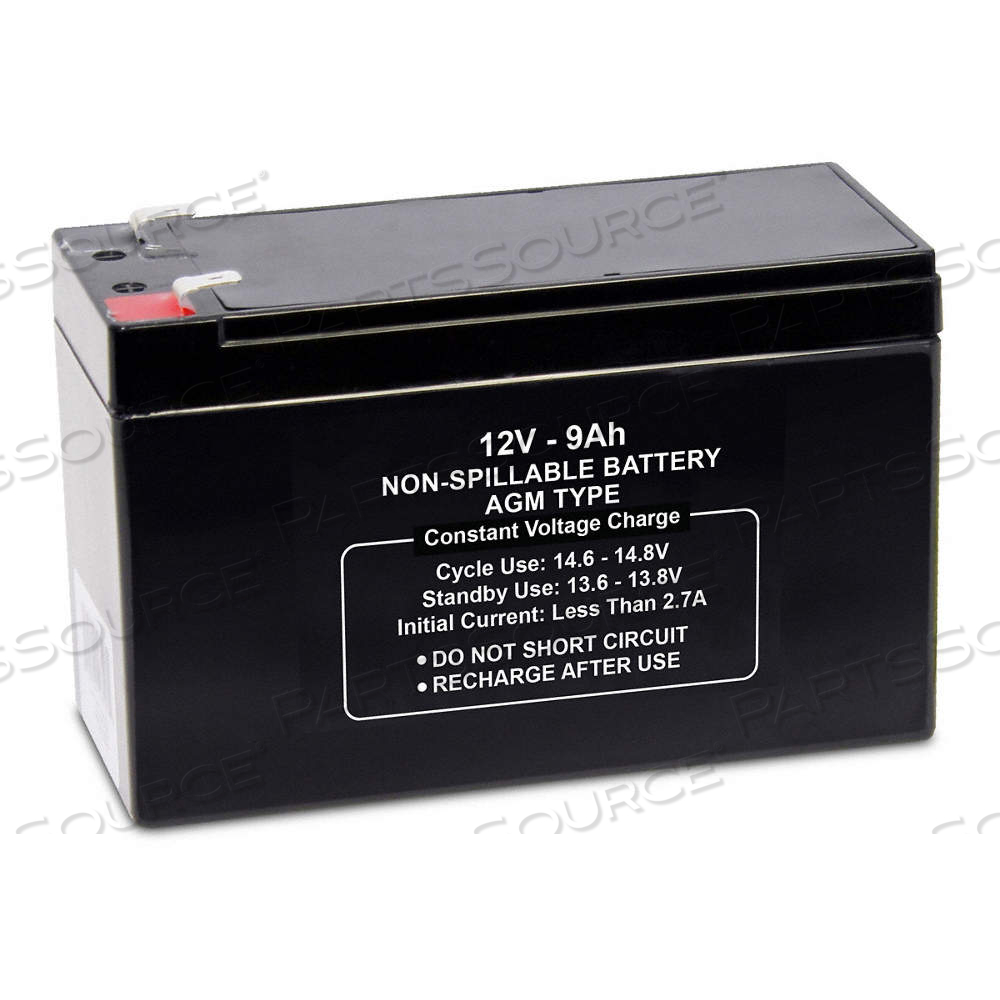 SEALED LEAD ACID BATTERY, 12V DC, 9 AH CAPACITY, 3.78 IN HT, 2.56 IN WD, 5.94 IN DP by Approved Vendor SEALED LEAD ACID BATTERY, 12V DC, 9 AH CAPACITY, 3.78 IN HT, 2.56 IN WD, 5.94 IN DP by Approved Vendor