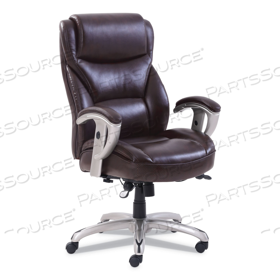EMERSON BIG AND TALL TASK CHAIR, SUPPORTS UP TO 400 LB, 19.5" TO 22.5" SEAT HEIGHT, BROWN SEAT/BACK, SILVER BASE by SertaPedic EMERSON BIG AND TALL TASK CHAIR, SUPPORTS UP TO 400 LB, 19.5" TO 22.5" SEAT HEIGHT, BROWN SEAT/BACK, SILVER BASE by SertaPedic