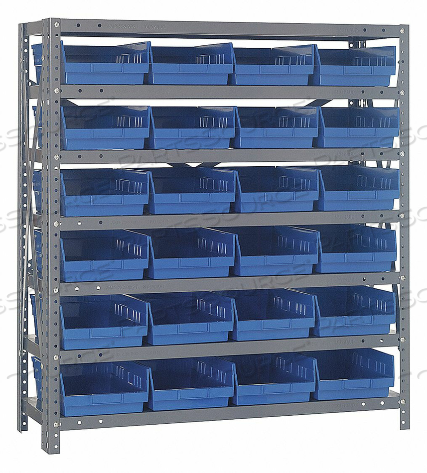 BIN SHELVING 39 OVERALL H 24 BINS BLUE by Quantum Storage Systems BIN SHELVING 39 OVERALL H 24 BINS BLUE by Quantum Storage Systems