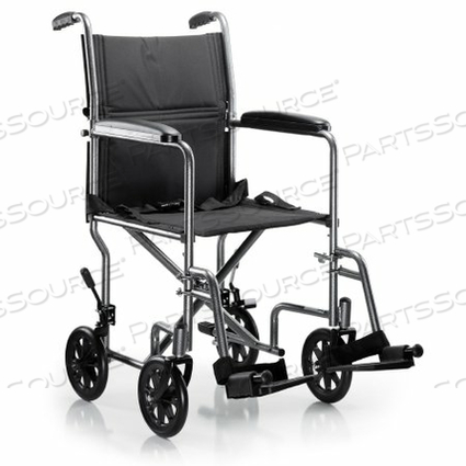 LIGHTWEIGHT TRANSPORT CHAIR, BLACK WITH SILVER VEIN FINISH by McKesson