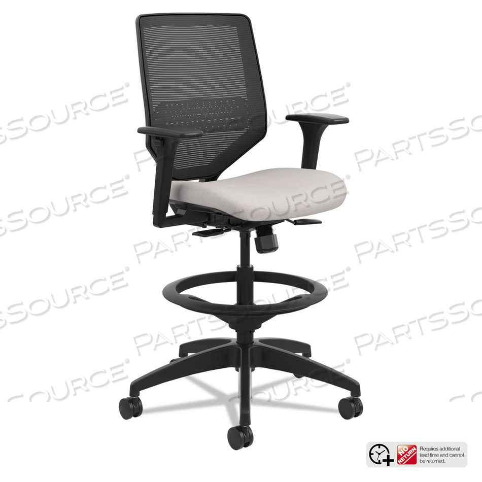 SOLVE SERIES MESH BACK TASK STOOL, SUPPORTS UP TO 300 LB, 23" TO 33" SEAT HEIGHT, STERLING SEAT/BACK, BLACK BASE 