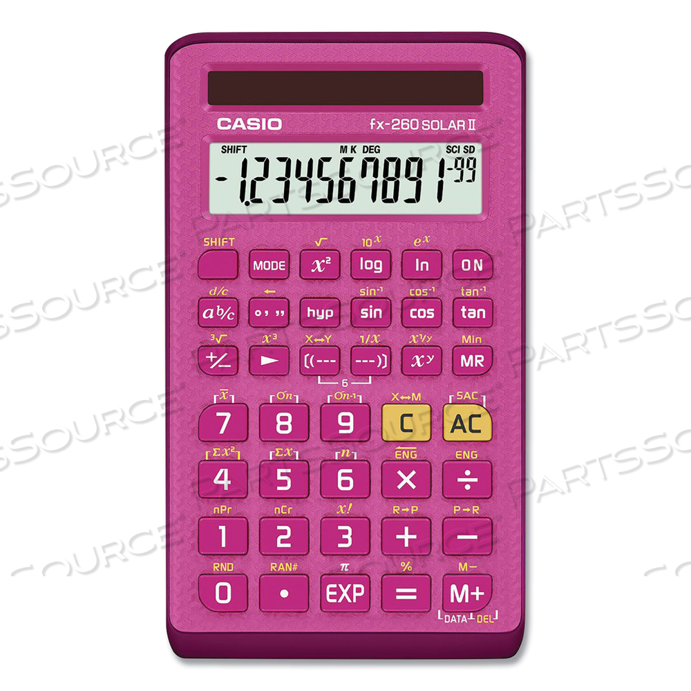 FX-260 SOLAR II ALL-PURPOSE SCIENTIFIC CALCULATOR, 10-DIGIT LCD, PINK 