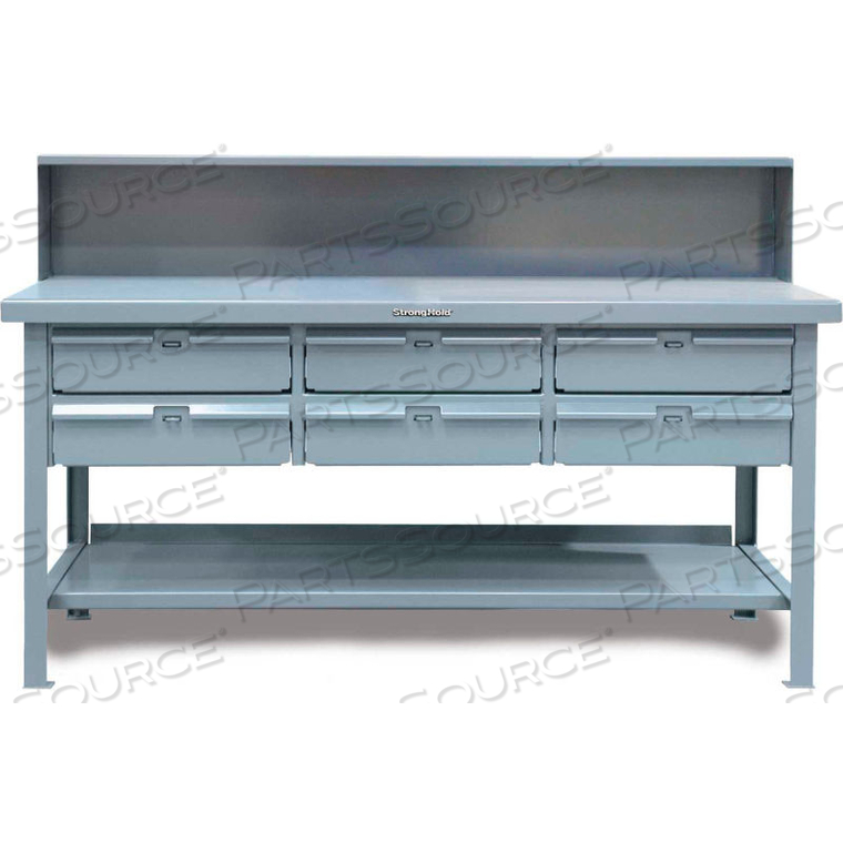 72"W X 36"D 6 DRAWER STEEL TOP WORKBENCH by Strong Hold 72"W X 36"D 6 DRAWER STEEL TOP WORKBENCH by Strong Hold