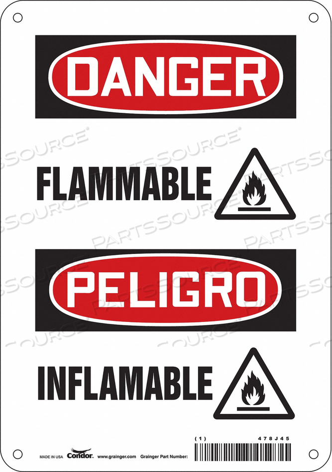DANGER SIGN 7 WX10 H 0.055 THICKNESS 