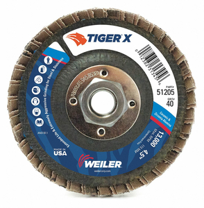 J1585 FLAP DISC 5 IN.X40 GRIT 5/8-11 12000 RPM by Weiler
