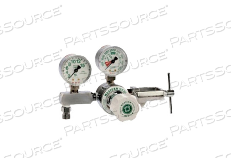 SINGLE STAGE OXYGEN FLOW GAUGE REGULATOR, CHROME PLATED BRASS, 3000 PSI MAX INLET, 2 IN, 1 TO 8 LPM FLOW, 7.32 IN X 6.63 IN by Western Enterprises SINGLE STAGE OXYGEN FLOW GAUGE REGULATOR, CHROME PLATED BRASS, 3000 PSI MAX INLET, 2 IN, 1 TO 8 LPM FLOW, 7.32 IN X 6.63 IN by Western Enterprises