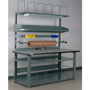 NO. 1 ADJ. HEIGHT COMPLETE PACKING WORKBENCH - LAMINATE SAFETY EDGE WITH T-MOLD 60X30 GY by Stackbin Corporation