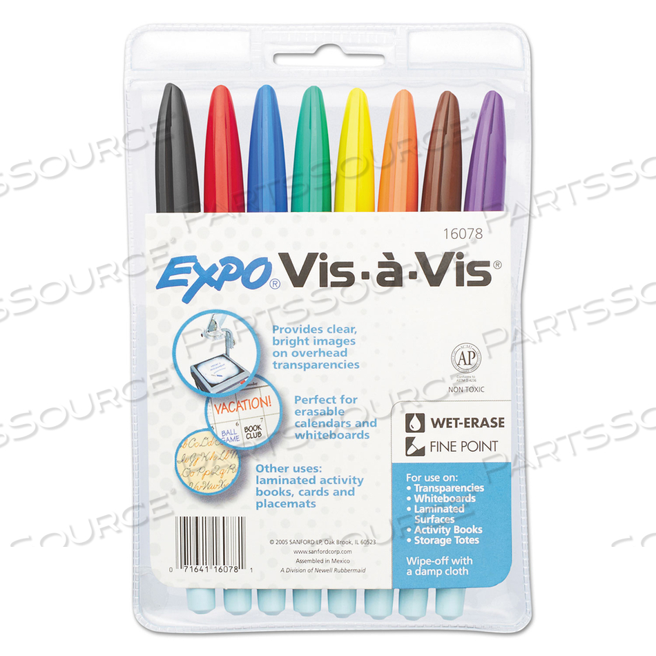 VIS-A-VIS WET ERASE MARKER, FINE BULLET TIP, ASSORTED COLORS by Expo