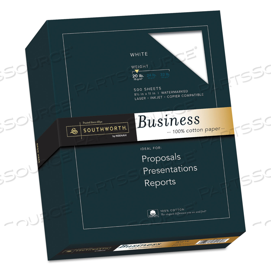 100% COTTON BUSINESS PAPER, 95 BRIGHT, 20 LB BOND WEIGHT, 8.5 X 11, WHITE by SOUTHWORTH PRODUCTS CORP