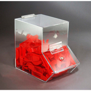 MEDIUM CLEAR ACRYLIC DISPENSING BIN, 6-1/4"W X 10-1/2"D X 9-1/2"H by Ftr Enterprises