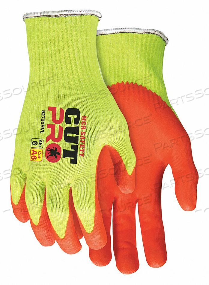 GLOVES, CUT-RESISTANT, NITRILE, YELLOW/ORANGE, MEDIUM (8) 