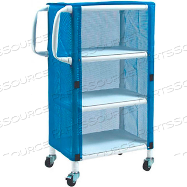 GRAHAM-FIELD PVC LINEN CART WITH BLUE MESH COVER, SMALL 3-SHELF, 33"W X 20"D X 51-1/4"H by Graham-Field (GF Health Products)