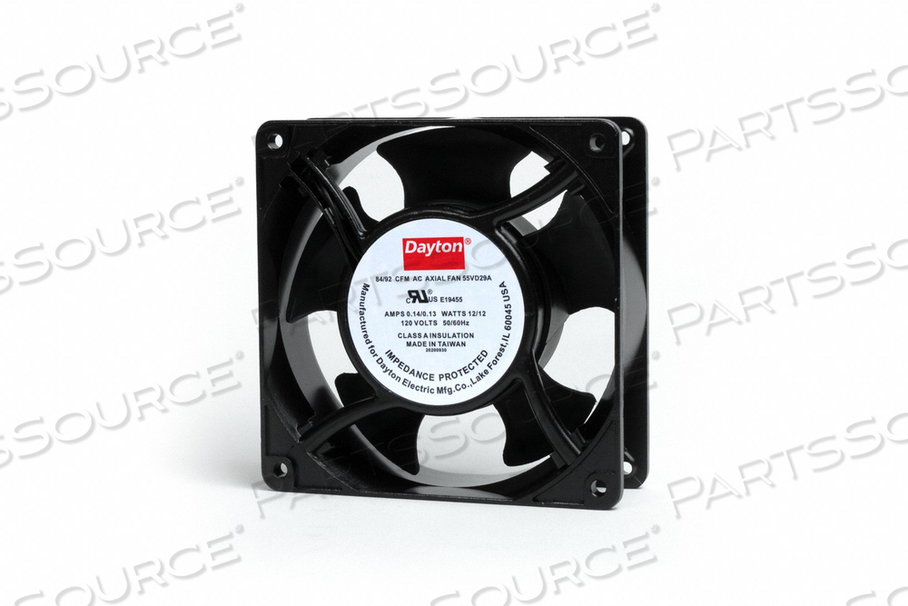 STANDARD SQUARE AXIAL FAN, FAN SHAPE SQUARE, MOUNTING EYE O.C. 4 1/8 IN, HEIGHT 4 11/16 IN, DEPTH 1 1/2 IN, WIDTH 4 11/16 IN, FAN CORD LENGT by DAYTON ELECTRIC MANUFACTURING CO STANDARD SQUARE AXIAL FAN, FAN SHAPE SQUARE, MOUNTING EYE O.C. 4 1/8 IN, HEIGHT 4 11/16 IN, DEPTH 1 1/2 IN, WIDTH 4 11/16 IN, FAN CORD LENGT by DAYTON ELECTRIC MANUFACTURING CO