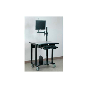 MOBILE COMPUTER STATION WITH MONITOR ARM, 36"W X 24"D X 33-1/2"H, BLACK by Stackbin Corporation