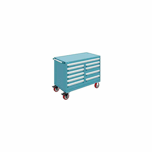 METAL 10 DRAWER MOBILE MULTI-DRAWER CABINET - 48"WX27"DX37-1/2"H EVEREST BLUE by Rousseau Metal Inc.