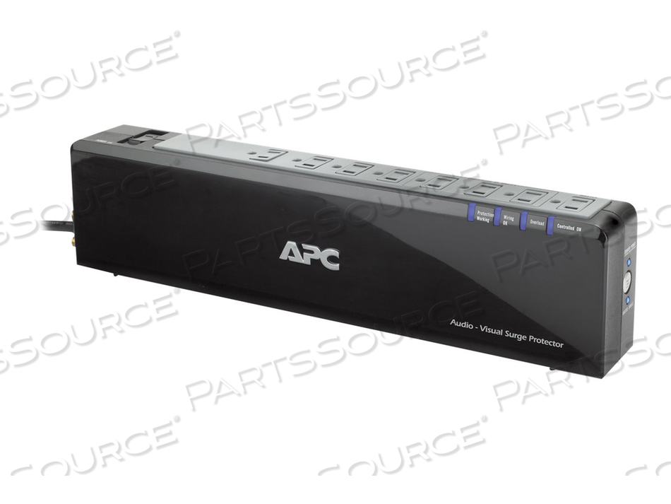 APC AUDIO/VIDEO POWER-SAVING SURGE PROTECTOR - SURGE PROTECTOR - AC 120 V - OUTPUT CONNECTORS: 8 - BLACK 