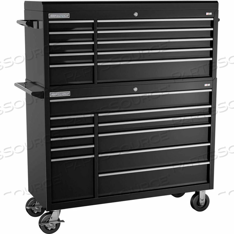 CHAMPION FMPRO 54"W X 20"D X 66-1/8"H 21 DRAWER BLACK CHEST & ROLLER CABINET COMBO by Independent Design Inc CHAMPION FMPRO 54"W X 20"D X 66-1/8"H 21 DRAWER BLACK CHEST & ROLLER CABINET COMBO by Independent Design Inc