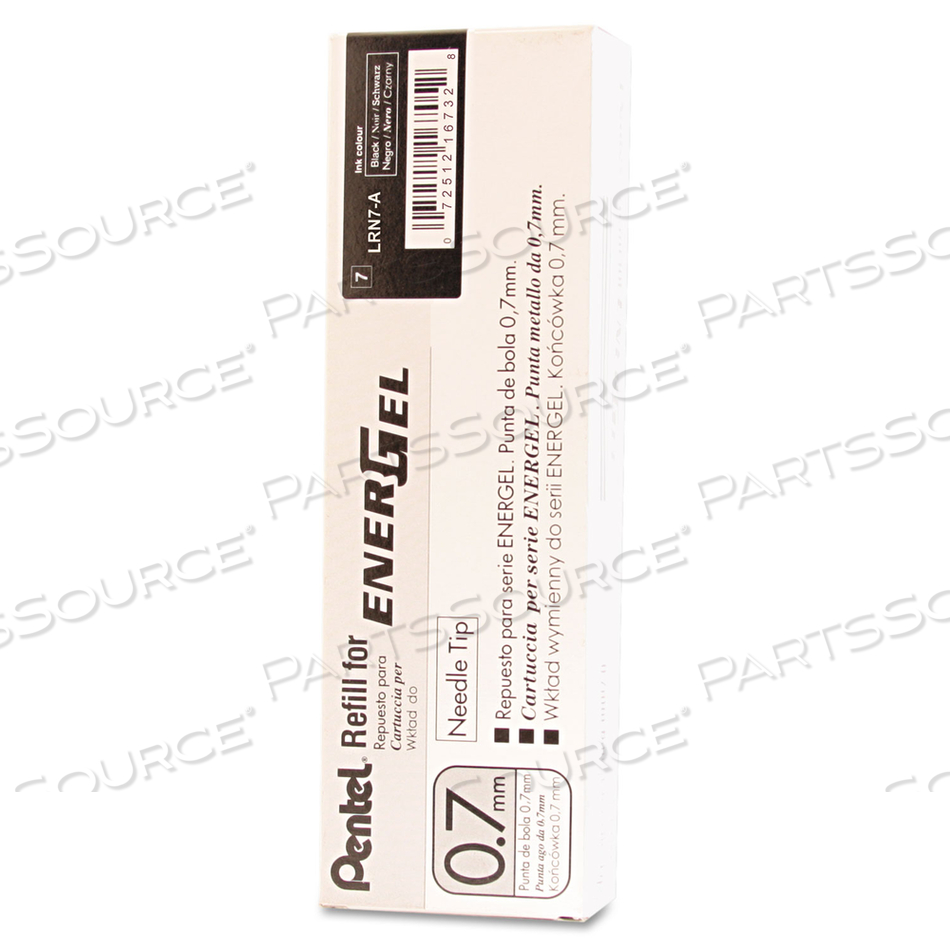 REFILL FOR PENTEL ENERGEL RETRACTABLE LIQUID GEL PENS, MEDIUM NEEDLE TIP, BLACK INK by Pentel of America