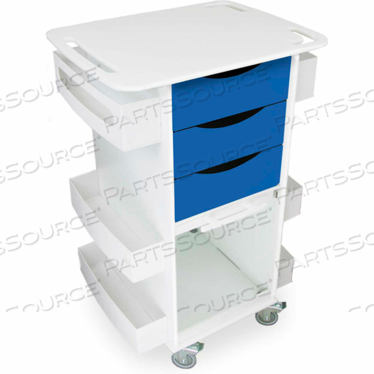 DELUXE MEDICAL CART WITH CLEAR SLIDING DOOR, GLOBAL BLUE, 23"W X 19"D X 35"H by TrippNT, Inc DELUXE MEDICAL CART WITH CLEAR SLIDING DOOR, GLOBAL BLUE, 23"W X 19"D X 35"H by TrippNT, Inc