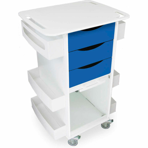 DELUXE MEDICAL CART WITH CLEAR SLIDING DOOR, GLOBAL BLUE, 23"W X 19"D X 35"H by TrippNT, Inc