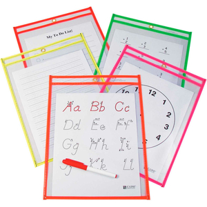 REUSABLE DRY ERASE POCKETS, ASSORTED, 9 X 12, 25/BX by C-Line